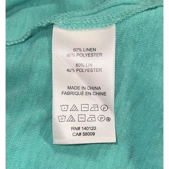 Maette Womens Teal Linen Tank Top Scoop Neck Knot Front Size M - Picture 7 of 8